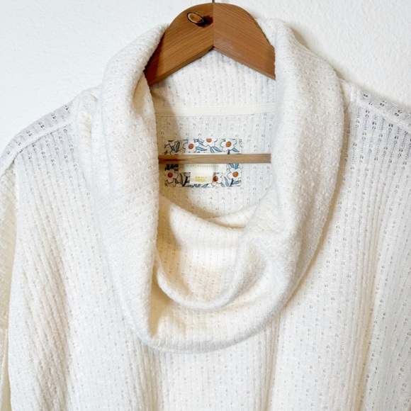Anthropologie Ivory Maeve Addie Ruffled Hacci Cowl-neck Sweater Top Small - Picture 3 of 7